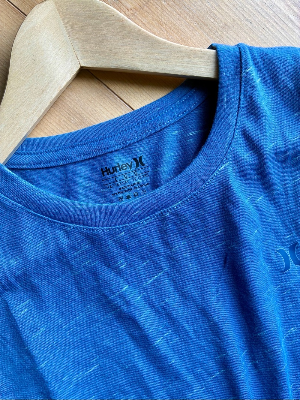 Hurley Big Boys Large Heathered Blue Short Sleeve Tee